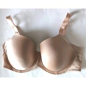 Paramour Bra Size 38D Beige Marvelous Seamless Side Smoother Mesh Underwire